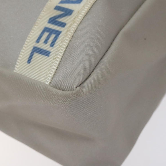 CHANEL Tote Bag PVC Canvas Greige Silver CC Auth bs26664