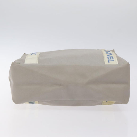 CHANEL Tote Bag PVC Canvas Greige Silver CC Auth bs26664