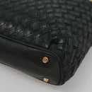 BALLY Shoulder Bag Leather Navy Gold Auth bs26667-10