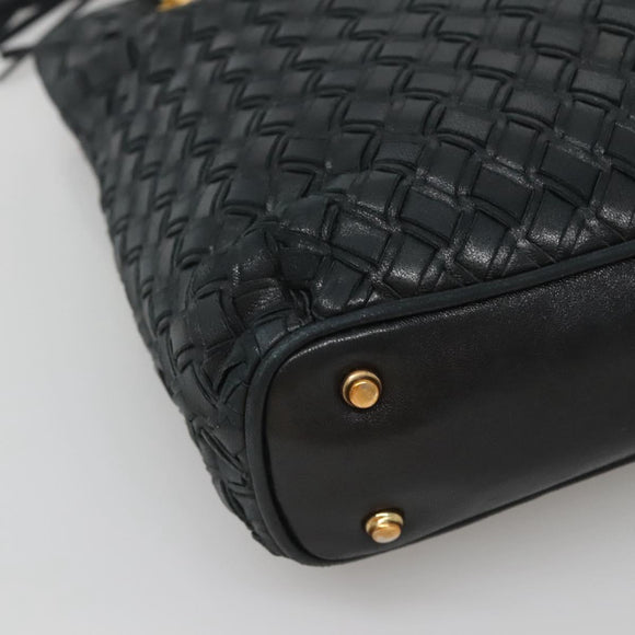 BALLY Shoulder Bag Leather Navy Gold Auth bs26667