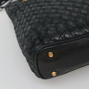 BALLY Shoulder Bag Leather Navy Gold Auth bs26667-15