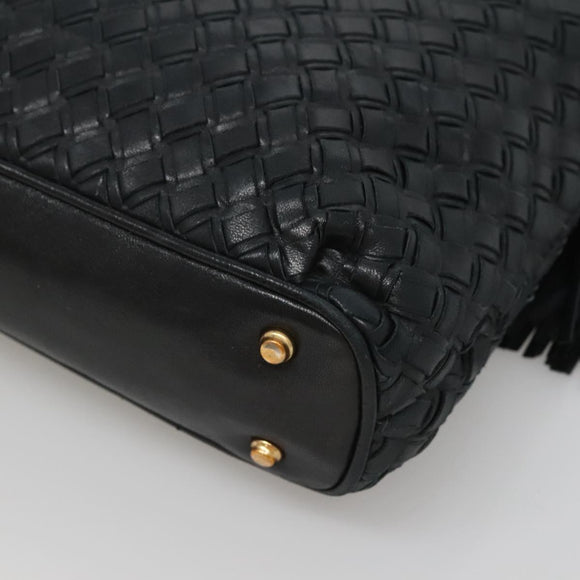 BALLY Shoulder Bag Leather Navy Gold Auth bs26667