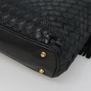 BALLY Shoulder Bag Leather Navy Gold Auth bs26667-16