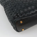 BALLY Shoulder Bag Leather Navy Gold Auth bs26667-17