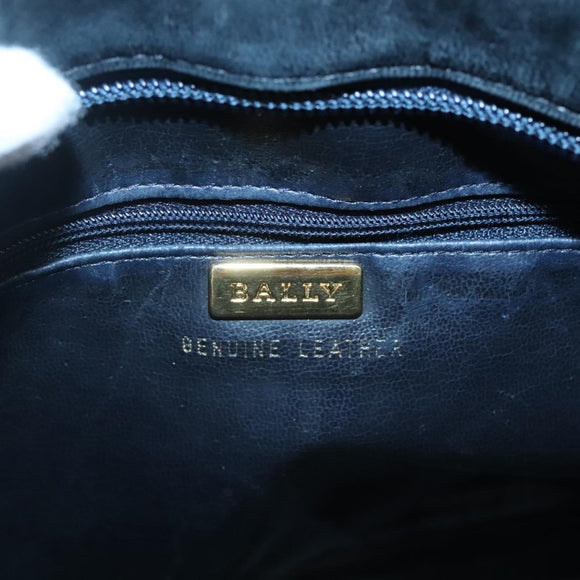 BALLY Shoulder Bag Leather Navy Gold Auth bs26667