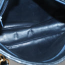 BALLY Shoulder Bag Leather Navy Gold Auth bs26667-16