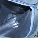 BALLY Shoulder Bag Leather Navy Gold Auth bs26667-17