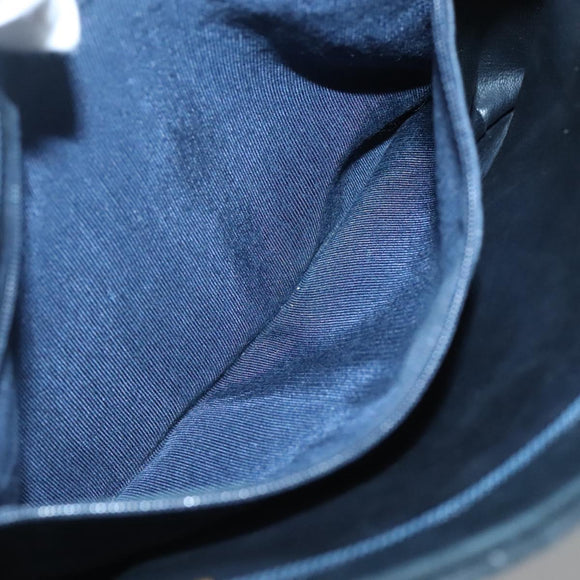 BALLY Shoulder Bag Leather Navy Gold Auth bs26667