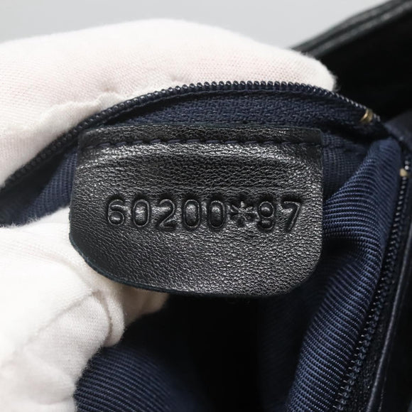 BALLY Shoulder Bag Leather Navy Gold Auth bs26667