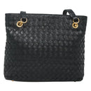 BALLY Shoulder Bag Leather Navy Gold Auth bs26667-3