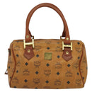 MCM Logogram Vicetos Hand Bag PVC Leather 2way Brown Gold Auth bs26669-13
