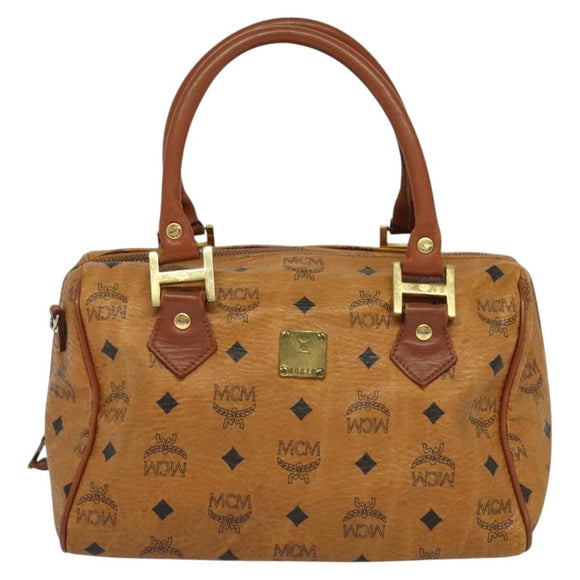 MCM Logogram Vicetos Hand Bag PVC Leather 2way Brown Gold Auth bs26669