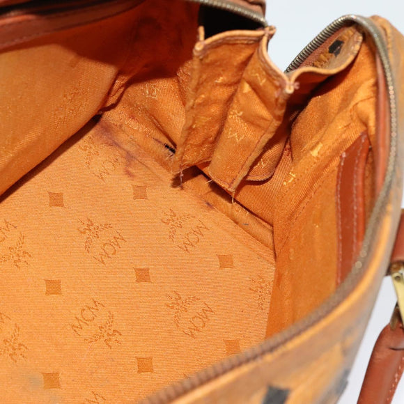 MCM Logogram Vicetos Hand Bag PVC Leather 2way Brown Gold Auth bs26669