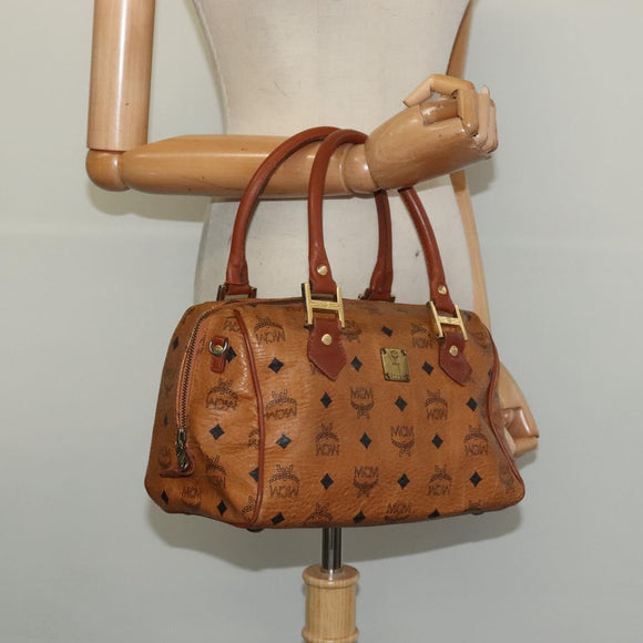 MCM Logogram Vicetos Hand Bag PVC Leather 2way Brown Gold Auth bs26669