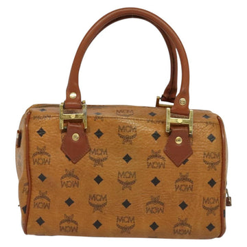 MCM Logogram Vicetos Hand Bag PVC Leather 2way Brown Gold Auth bs26669 - 0