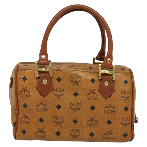 MCM Logogram Vicetos Hand Bag PVC Leather 2way Brown Gold Auth bs26669