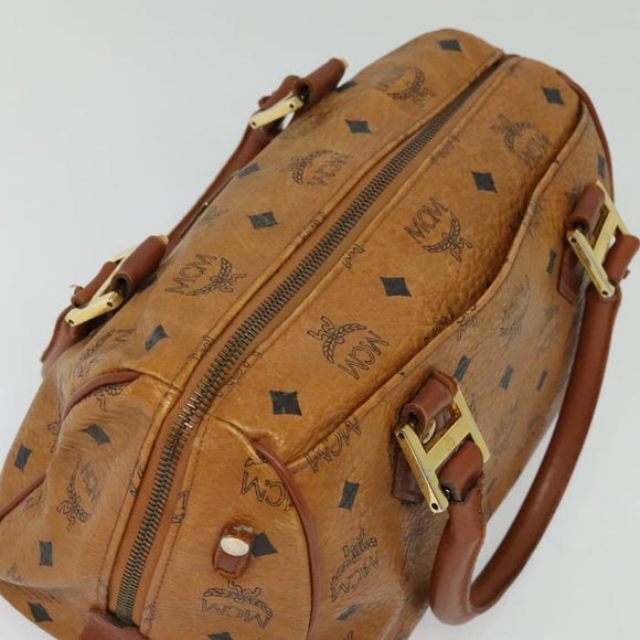 MCM Logogram Vicetos Hand Bag PVC Leather 2way Brown Gold Auth bs26669
