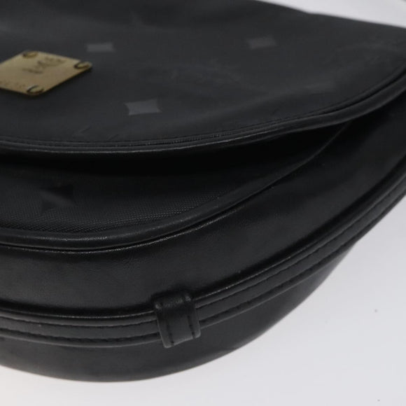 MCM Vicetos Logogram Shoulder Bag PVC Black Gold Auth bs26670