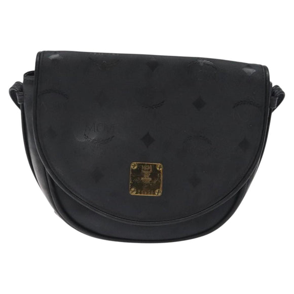 MCM Vicetos Logogram Shoulder Bag PVC Black Gold Auth bs26670