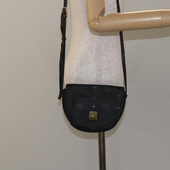 MCM Vicetos Logogram Shoulder Bag PVC Black Gold Auth bs26670