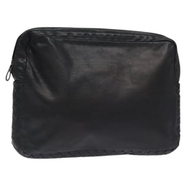 BOTTEGA VENETA INTRECCIATO Clutch Bag Leather Black Auth bs26671