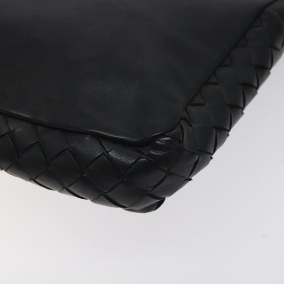 BOTTEGA VENETA INTRECCIATO Clutch Bag Leather Black Auth bs26671