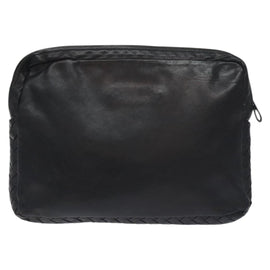 BOTTEGA VENETA INTRECCIATO Clutch Bag Leather Black Auth bs26671 - 0