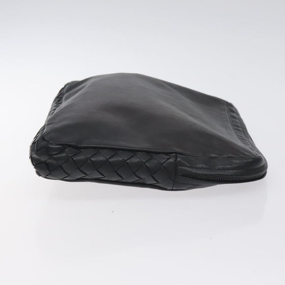 BOTTEGA VENETA INTRECCIATO Clutch Bag Leather Black Auth bs26671