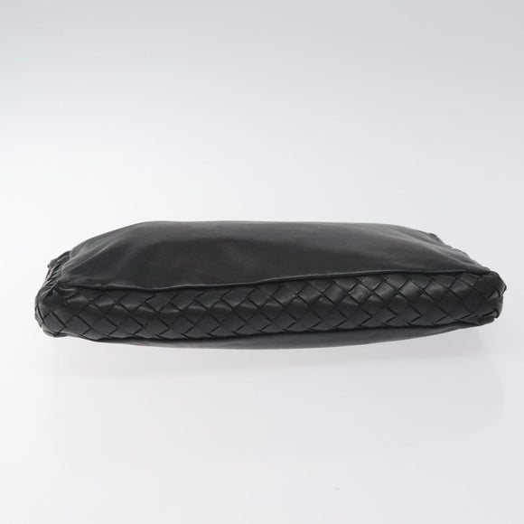 BOTTEGA VENETA INTRECCIATO Clutch Bag Leather Black Auth bs26671