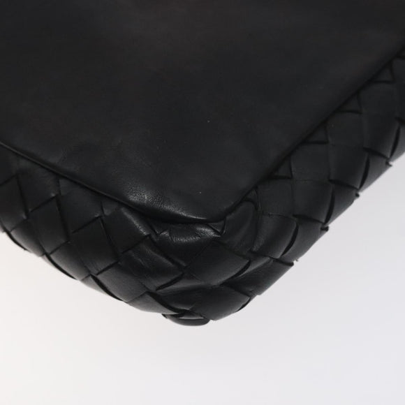 BOTTEGA VENETA INTRECCIATO Clutch Bag Leather Black Auth bs26671
