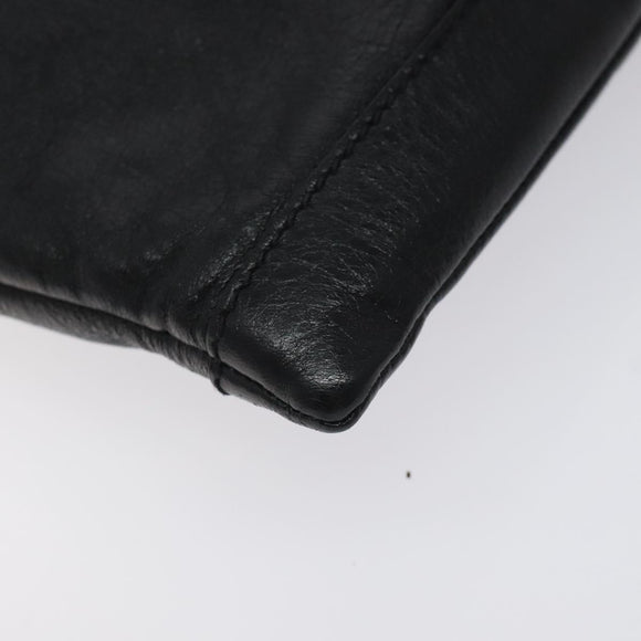 BALENCIAGA Clip L Clutch Bag Leather Black Silver 273023 Auth bs26675