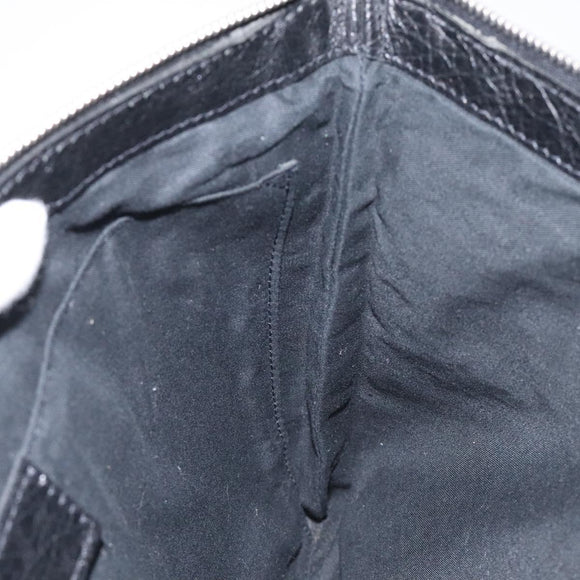 BALENCIAGA Clip L Clutch Bag Leather Black Silver 273023 Auth bs26675