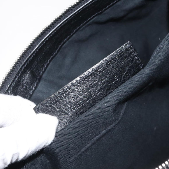 BALENCIAGA Clip L Clutch Bag Leather Black Silver 273023 Auth bs26675