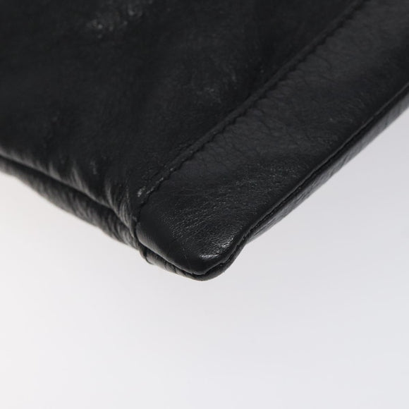 BALENCIAGA Clip L Clutch Bag Leather Black Silver 273023 Auth bs26675
