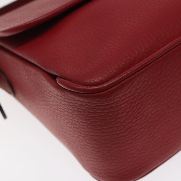 BALENCIAGA Shoulder Bag Leather Vintage Red Gold Auth bs26676