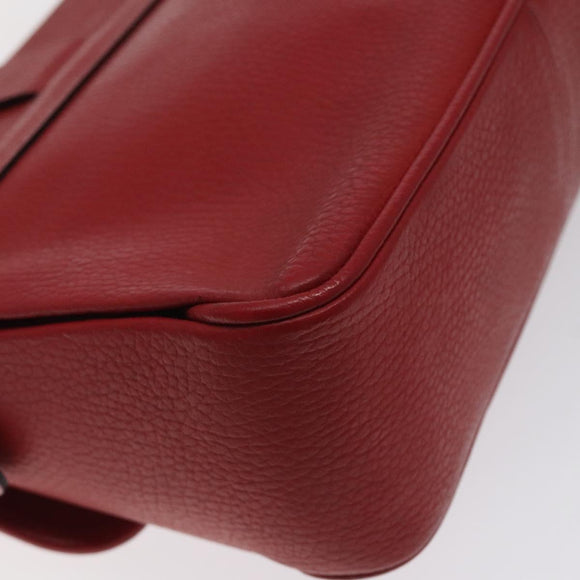 BALENCIAGA Shoulder Bag Leather Vintage Red Gold Auth bs26676