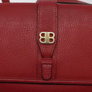 BALENCIAGA Shoulder Bag Leather Vintage Red Gold Auth bs26676-15