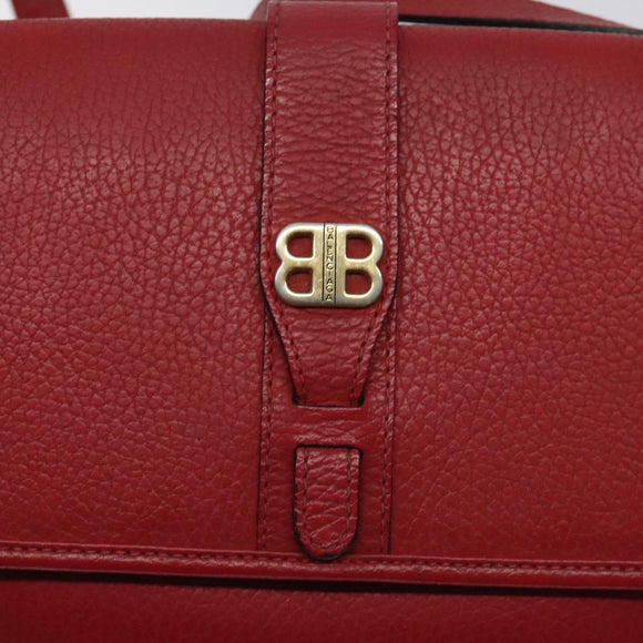 BALENCIAGA Shoulder Bag Leather Vintage Red Gold Auth bs26676