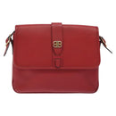 BALENCIAGA Shoulder Bag Leather Vintage Red Gold Auth bs26676-2