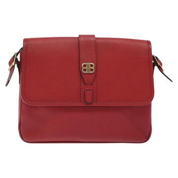 BALENCIAGA Shoulder Bag Leather Vintage Red Gold Auth bs26676 - 0