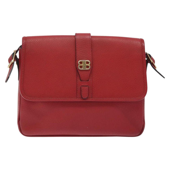 BALENCIAGA Shoulder Bag Leather Vintage Red Gold Auth bs26676