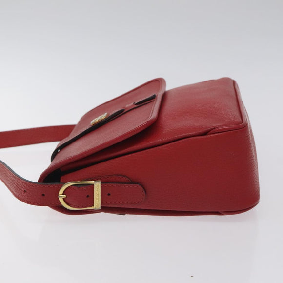 BALENCIAGA Shoulder Bag Leather Vintage Red Gold Auth bs26676