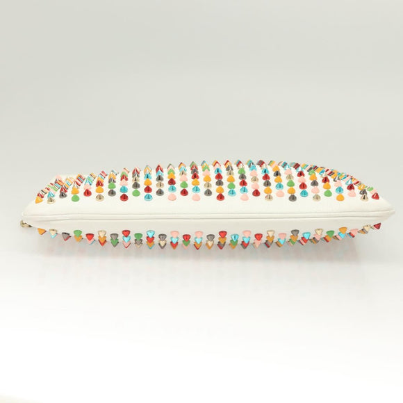 Christian Louboutin Clutch Bag Rubiposh Leather White Gold 1175134 Auth bs26678