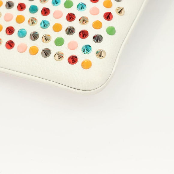Christian Louboutin Clutch Bag Rubiposh Leather White Gold 1175134 Auth bs26678