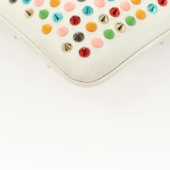 Christian Louboutin Clutch Bag Rubiposh Leather White Gold 1175134 Auth bs26678