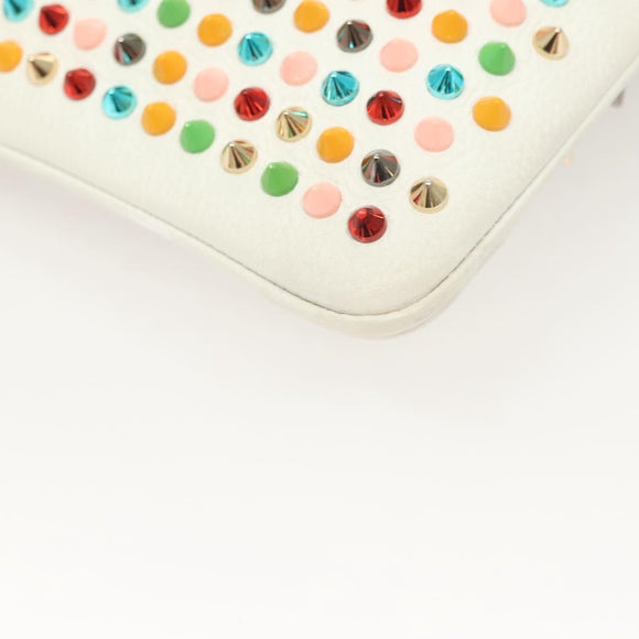 Christian Louboutin Clutch Bag Rubiposh Leather White Gold 1175134 Auth bs26678