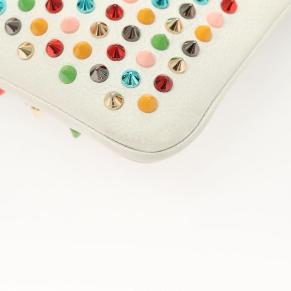 Christian Louboutin Clutch Bag Rubiposh Leather White Gold 1175134 Auth bs26678