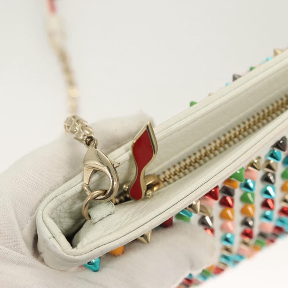 Christian Louboutin Clutch Bag Rubiposh Leather White Gold 1175134 Auth bs26678
