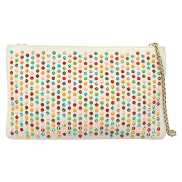 Christian Louboutin Clutch Bag Rubiposh Leather White Gold 1175134 Auth bs26678 - 0