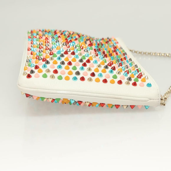 Christian Louboutin Clutch Bag Rubiposh Leather White Gold 1175134 Auth bs26678